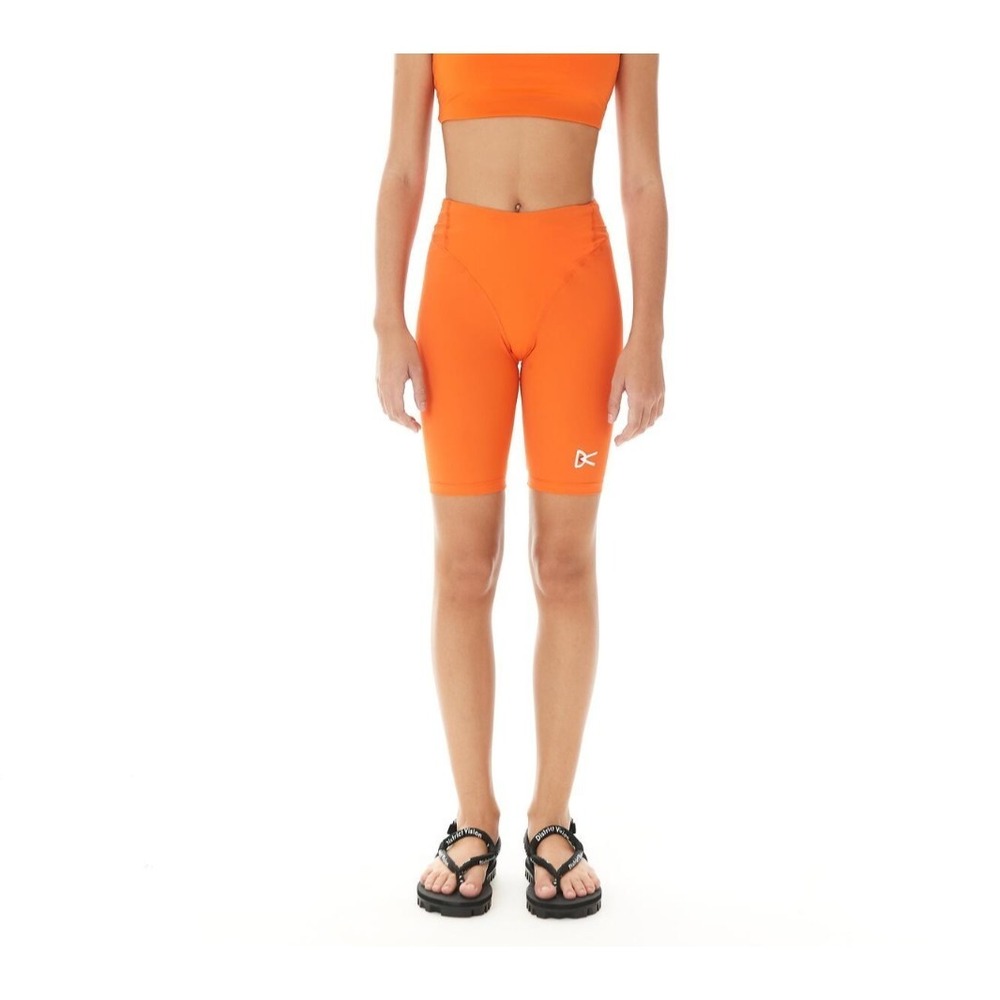 District Vision Maya Half Tights size Small Infrared Orange Running Biker Shorts